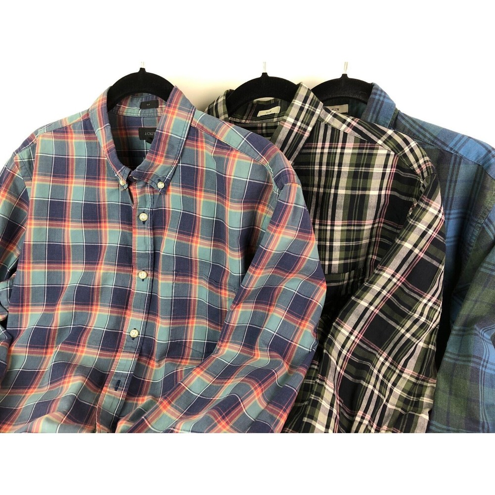 3 Plaid Button Down J. Crew Mens Shirts Slim L